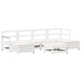 7 Piece Garden Sofa Set White Solid Wood Pine 3250989