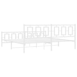 Metal Bed Frame without Mattress with Footboard White 193x203cm 374314