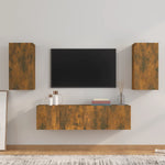 ZNTS 4 Piece TV Cabinet Set Smoked Oak Engineered Wood 3120206