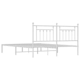 Bed Frame White Powder-Coated Steel Double Bed Frame 353591