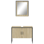 ZNTS 2 Piece Bathroom Cabinet Set Sonoma Oak Engineered Wood 3214340