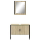 ZNTS 2 Piece Bathroom Cabinet Set Sonoma Oak Engineered Wood 3214340