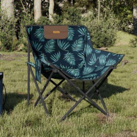 Camping Chairs with Pocket Foldable 2 pcs Leave Print 366555