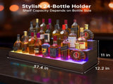LED Lighted Liquor Bottle Display Shelf, 37 Inch Bar Display Shelf, DIY Illuminated Bottle Shelf T3272P475049
