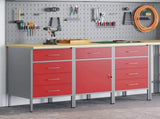 Work Cabinet with Drawer 3 pcs Red and Grey 150 x 55 x 85 cm 3321373