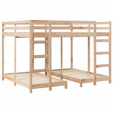 Triple Bunk Bed Frame Brown 160 x 200 cm Solid Pine Wood 3414561