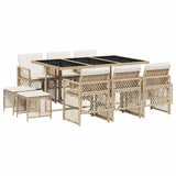 11 Piece Garden Dining Set with Cushions Beige Poly Rattan 3210790