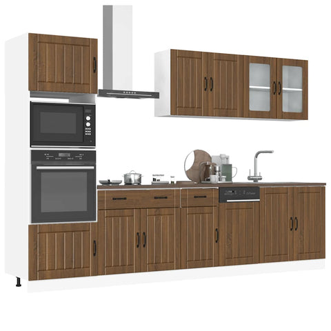 ZNTS 7 Piece Kitchen Cabinet Set Kalmar Brown Oak Engineered Wood 3314748