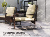 Three-Piece Rocking Chair Rattan Bistro Set - Brown T3398P328501