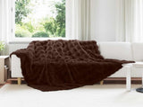 Anti-Slip Faux Rabbit Fur Blanket Olite Camel 240 x 270 cm 42021796