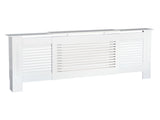 MDF Extendable Radiator Cover Cabinet Shelving Home Office Slatted Design White 139-208.5L x 20.5W x T3398P343152