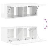 TV Cabinet Set 2 pcs High Gloss White Engineered Wood 3408965