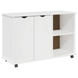 Rolling Cabinet White 100 x 39 x 65.5 cm Solid Pine Wood 42028385