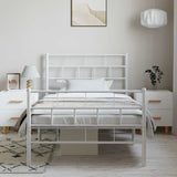 Metal Bed Frame without Mattress with Footboard White 100x190cm 355720