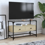 TV Cabinet with Glass Top Sonoma Oak 80x35x51 cm Engineered Wood 846060