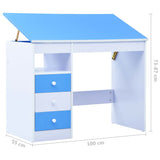 ZNTS Children Drawing Study Desk Tiltable Blue and White 287446