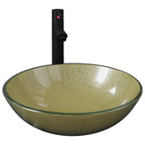 Bathroom Sink with Tap and Push Drain Gold Tempered Glass 3098460