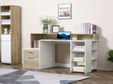 Computer Desk with Drawers and Storage Shelves, Office Desk Writing Table with Printer Stand, Large T3398P377527