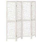 Room Divider 4 Panels White Solid Wood Paulownia 358737