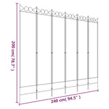 6-Panel Room Divider White 240x200 cm Fabric 350158