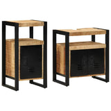 Bathroom Furniture Set 2 pcs Brown Soild Rough Mango Wood 3305602