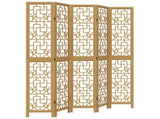 Room Divider 5 Panels Brown Solid Wood Paulownia 358872