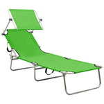 ZNTS Folding Sun Lounger with Canopy Green Aluminium 310361