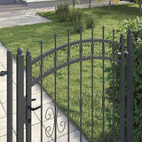Fence Gate with Spear Top with Lock Grey 103 x 125 cm Steel 42009039