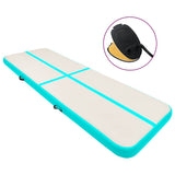 Inflatable Gymnastics Mat with Pump 400x100x20 cm PVC Green 92681