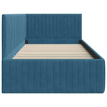 Corner Bed Frame with Headboard Blue 90 x 200 cm Velvet 42016265