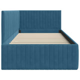 Corner Bed Frame with Headboard Blue 90 x 190 cm Velvet 42016255