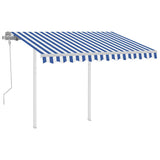 3069916 Manual Retractable Awning with Posts 3,5x2,5 m Blue and White