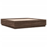 Bed Frame with LED without Mattress Brown Oak 200x200 cm 3209589