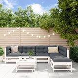 7 Piece Garden Lounge Set White Solid Wood Pine 3186439