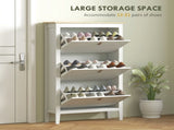 Modern Three-Drawer Shoe Cabinet - White T3398P330381