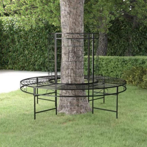 Round Tree Bench Ø137 cm Black Steel 318822