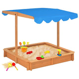Sandbox with Adjustable Roof Firwood 115x115x115 cm 316473