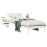 Bed Frame with Headboard White 75 x 190 cm Solid Pine Wood 873473
