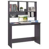 Desk with Shelf High Gloss Grey 110x45x157 cm Engineered Wood 800395
