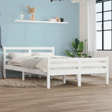 Bed Frame without Mattress White Solid Wood 135x190 cm Double Double 814795