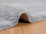 Anti-Slip Faux Rabbit Fur Rug OLITE Grey 200 x 200 cm Polyester 42021687