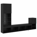 TV Wall Units with LED Strip Lights Black Oak Engineered Wood 3402949