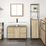 Bathroom Furniture Set with Drawer 2 pcs Sonoma Oak and Black 3328375