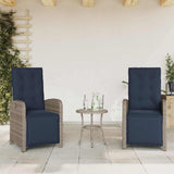 Reclining Garden Chairs 2 pcs with Footrest Grey Poly Rattan 365199