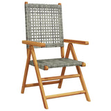 Garden Dining Set Grey Solid acacia wood and PE rattan Adjustable 3281719