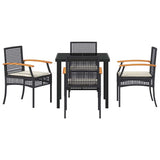 Garden Dining Set with Cushion 5 pcs Black Rattan 3380814