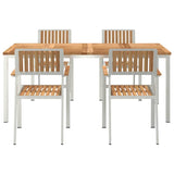 Outdoor Dining Set 5 pcs Solid Teak Wood and Stainless Steel 3334801