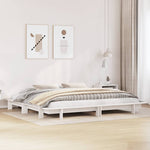 Bed Frame without Mattress White 200x200 cm Solid Wood Pine 3302262