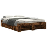 Bed Frame without Mattress Smoked Oak 140x190 cm Engineered Wood 3295503