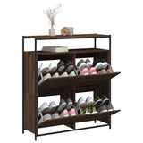 Shoe Cabinet with 4 Flip-Drawers Brown Oak 100x34x112 cm 3214417